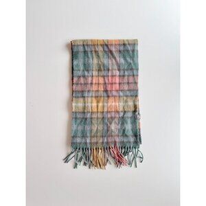 HH Buchanan Tartan Plaid Check Lambswool Knit Rectangle 63" x 10" Fringe Scarf